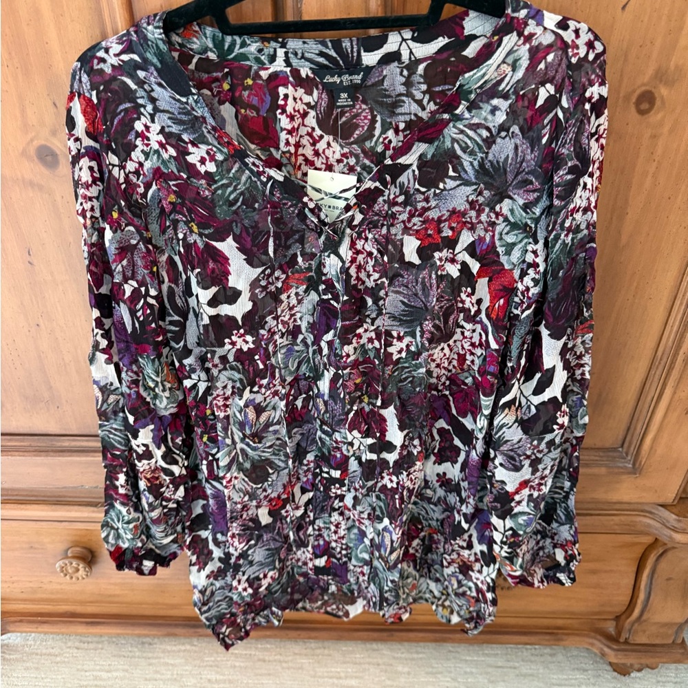 Lucky Brand Multicolor Floral Tunic Top
